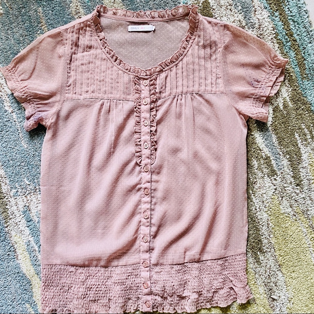 🌷ONLY Love Collection Blouse sheer fabric dot pattern blush colour-beautiful🌷
